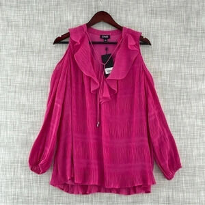 NWT Jones New York Size Small cold shoulder ruffle v-neck lined blouse 9477